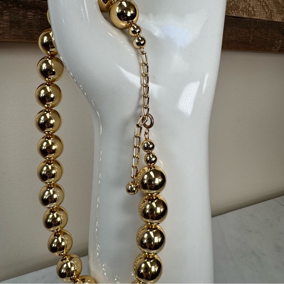 💰SOLD💰 Vintage Polished Gold Round Bead Beaded Necklace 18"-21"L inch - Picture 5 of 7